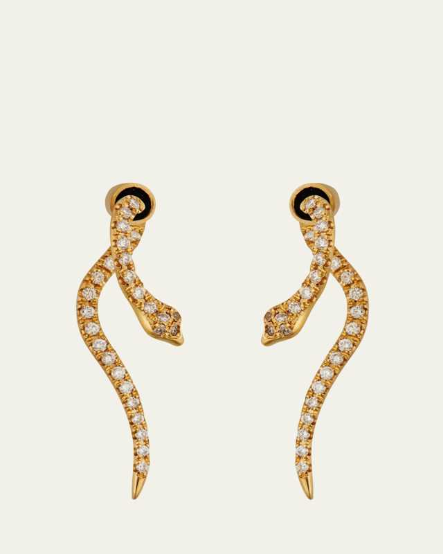 18K Yellow Gold Small Boa Earrings with Diamonds
